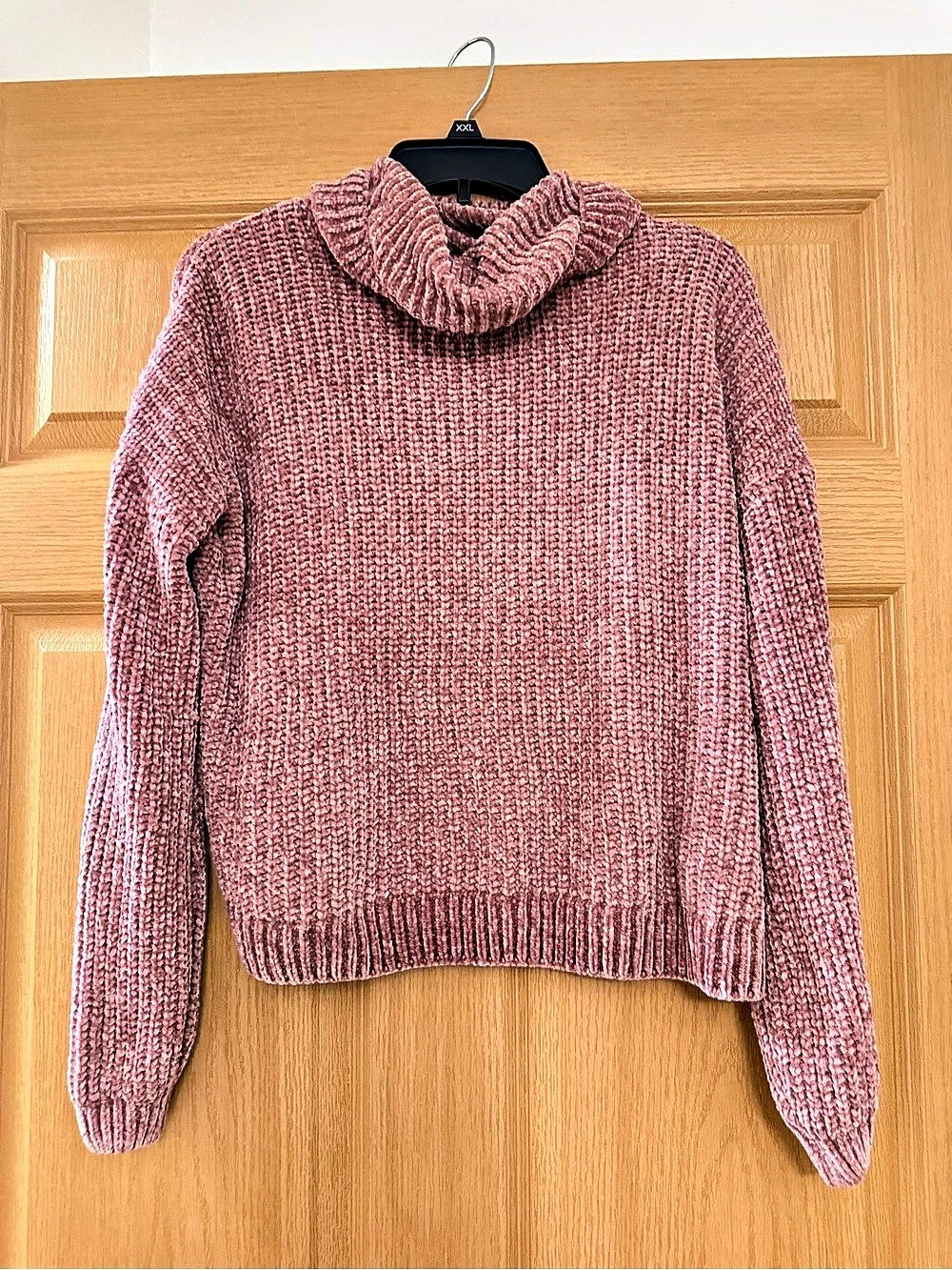 Pink Rose Cowl Neck Sweater in Pink Size Large